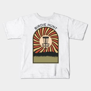 Birdie Hunt | Disc Golf Vintage Retro Arch Mountains Kids T-Shirt